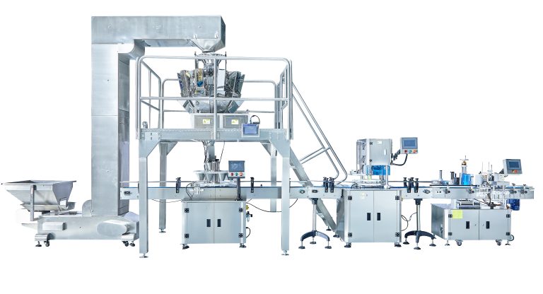 Small granules filling seaming labeling machine line for chia seeds